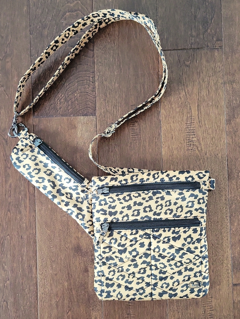 lug Leopard Print Crossbody Bag in Tan and Black